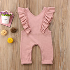 Solid Color Ruffled Sleeve Bodysuit for Infants