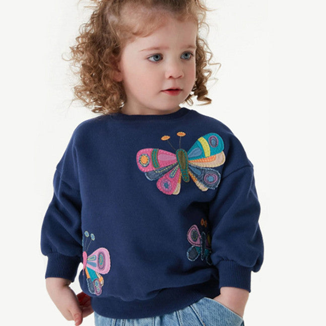 Girls' Cartoon Long-Sleeved Casual Sweater Top