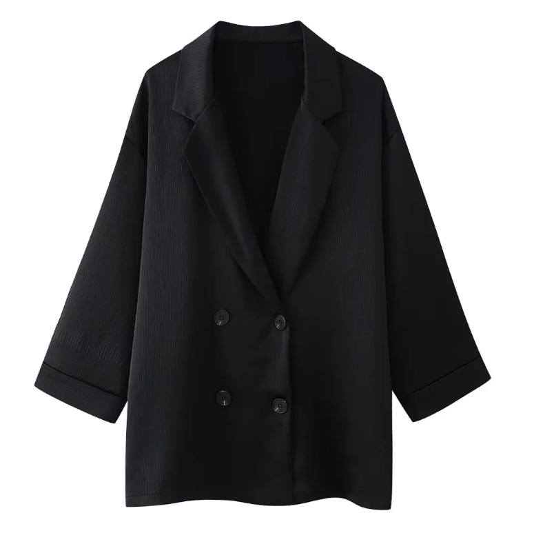 Ruffled Suit Jacket with Casual Trousers