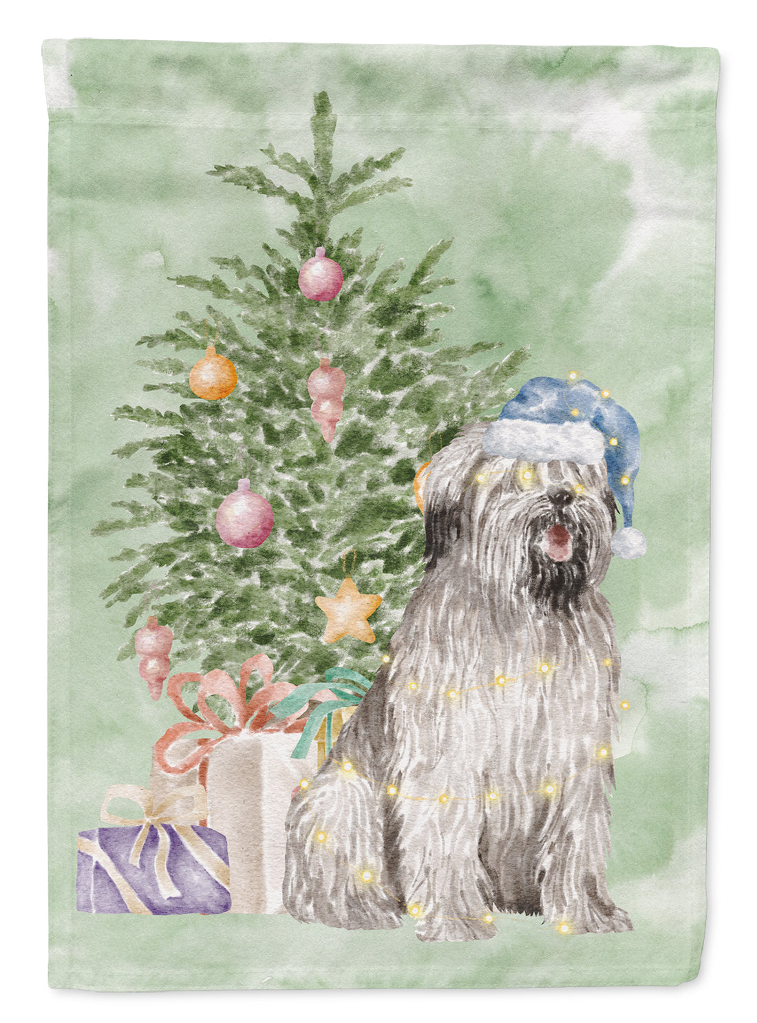 Briard #2 Christmas Presents and Tree Garden Flag