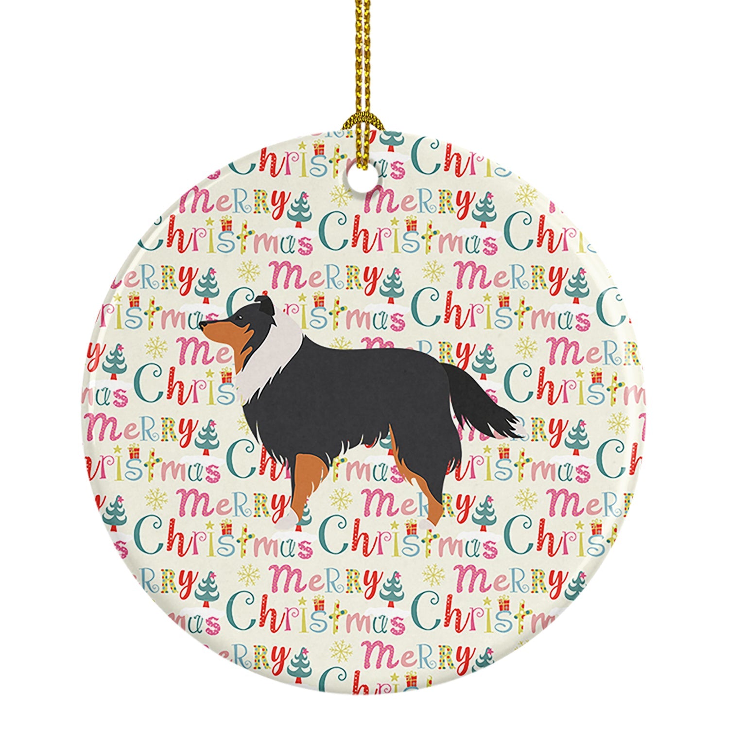 Sheltie/Shetland Sheepdog Merry Christmas Ceramic Ornament