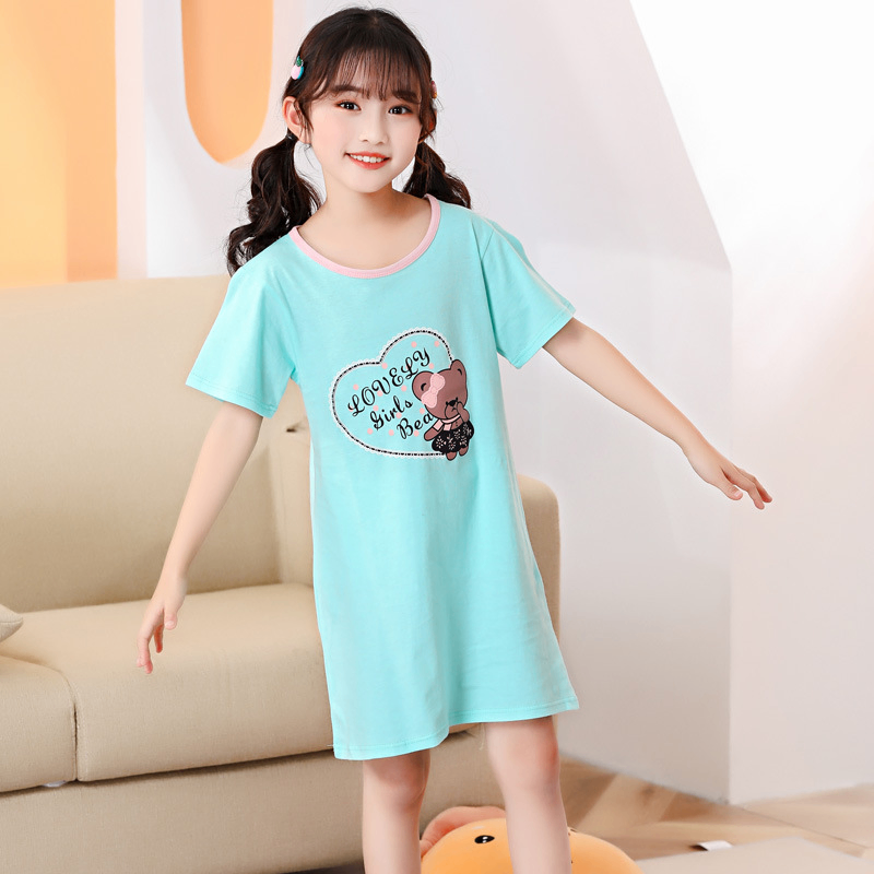Girls' Summer Short Sleeve Dress with Printed Design