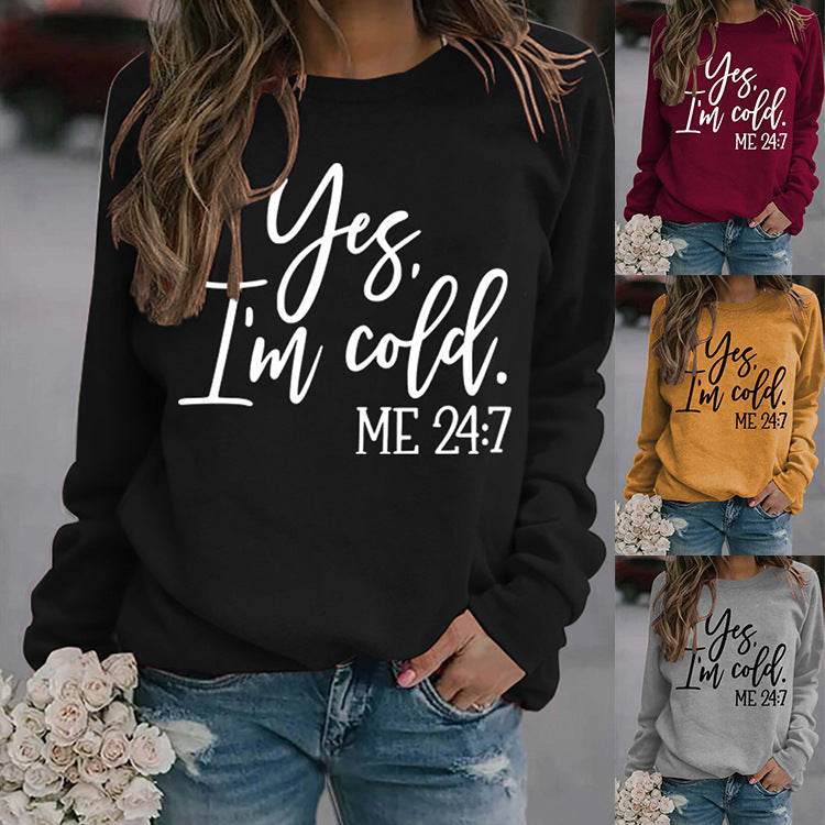 Casual Loose Fit Round Neck Letter Print Sweatshirt | Streetwear