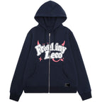 Fraehiny Printed Hooded Zipper Cardigan Sweater