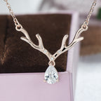 Silver Christmas Reindeer Pendant Necklace