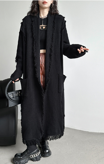 Gothic Retro Dark Tie Long Coat for Women