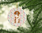 Merry Christmas Brittany Spaniel Ceramic Ornament