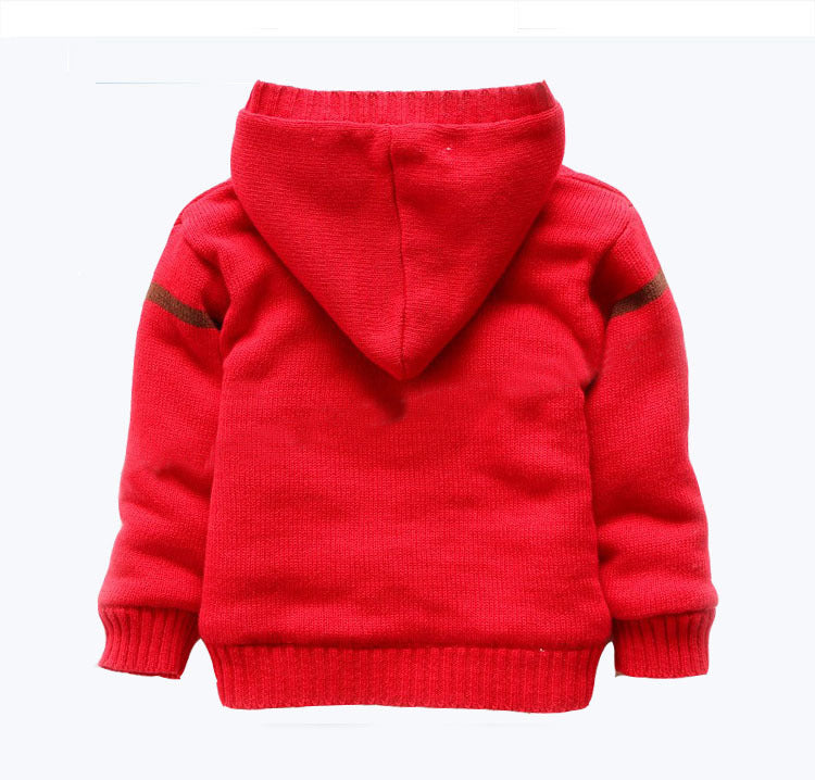 Children's Hooded Christmas Reindeer Fleece Sweater