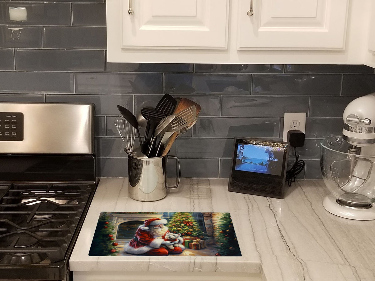 Westie and Santa Claus Glass Cutting Board