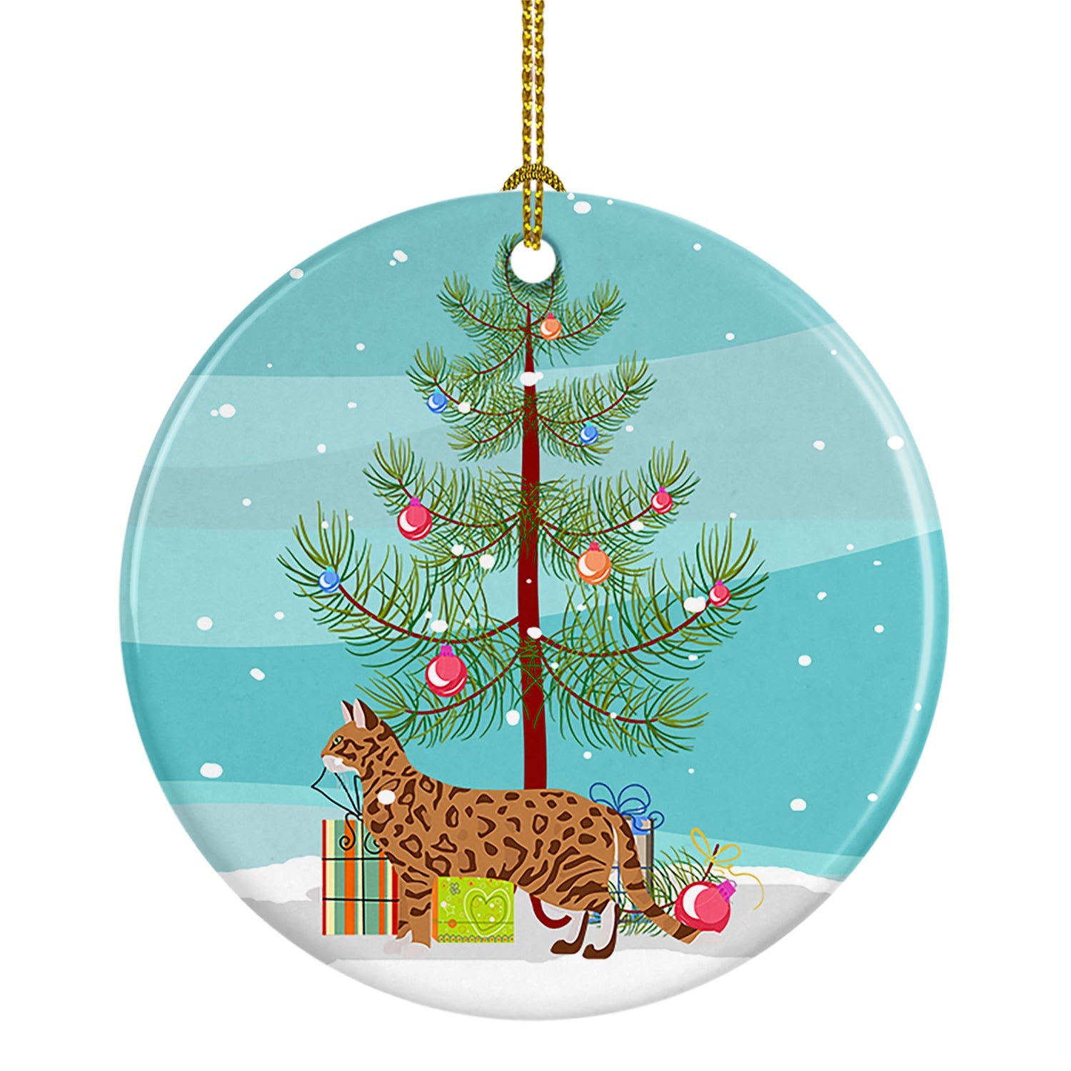 Cheetoh Cat Christmas Ceramic Ornament