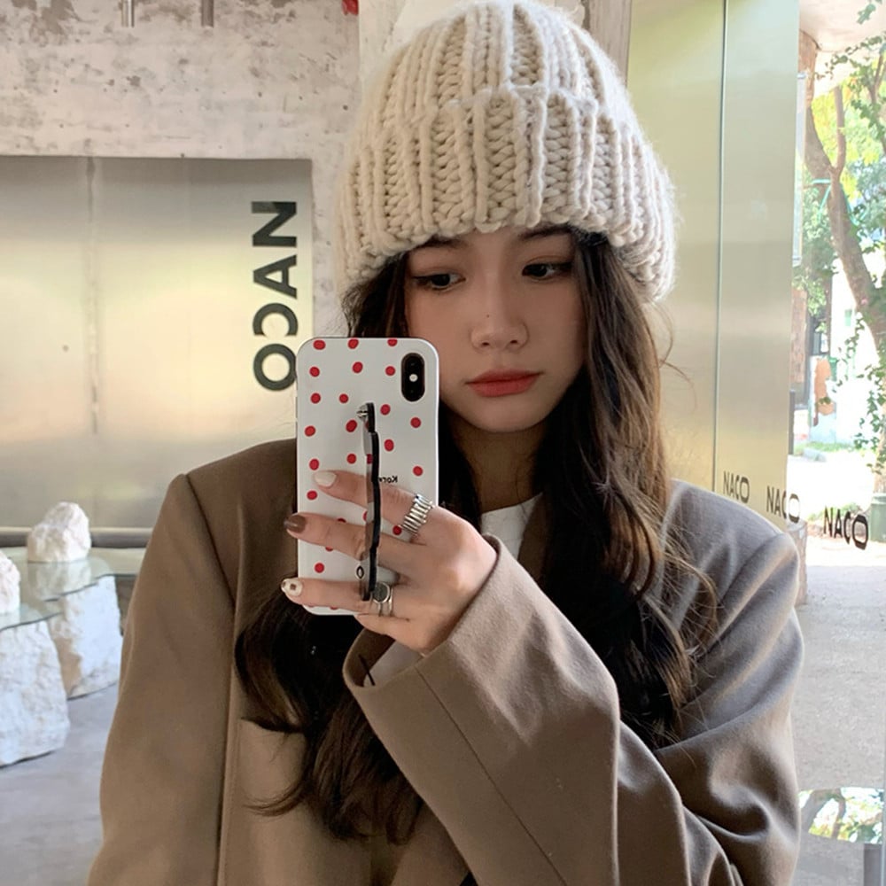 Cute Thickened Wool Hat for Women in Sweet Candy Colors | Embroidered Cap