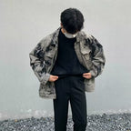 Men's Hip-hop Color Block Denim Jacket with Pockets