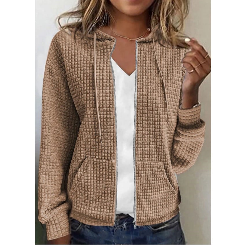 Women's Long Sleeve Zipper Hooded Cardigan Sweater