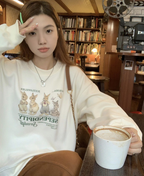 Women's Pink Cute Rabbit Pullover Sweater | Streetwear