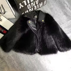 Children's Faux Fox Fur Coat - Casual Military Green