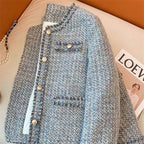Popular Blue Fragrance Women's Tweed Jacket (Spring/Autumn)