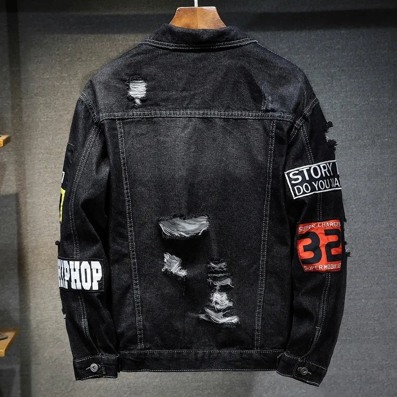 High-Quality Ripped Denim Jacket for Men and Women