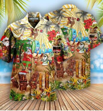 Men's Santa Claus Printed Short-Sleeved Shirt