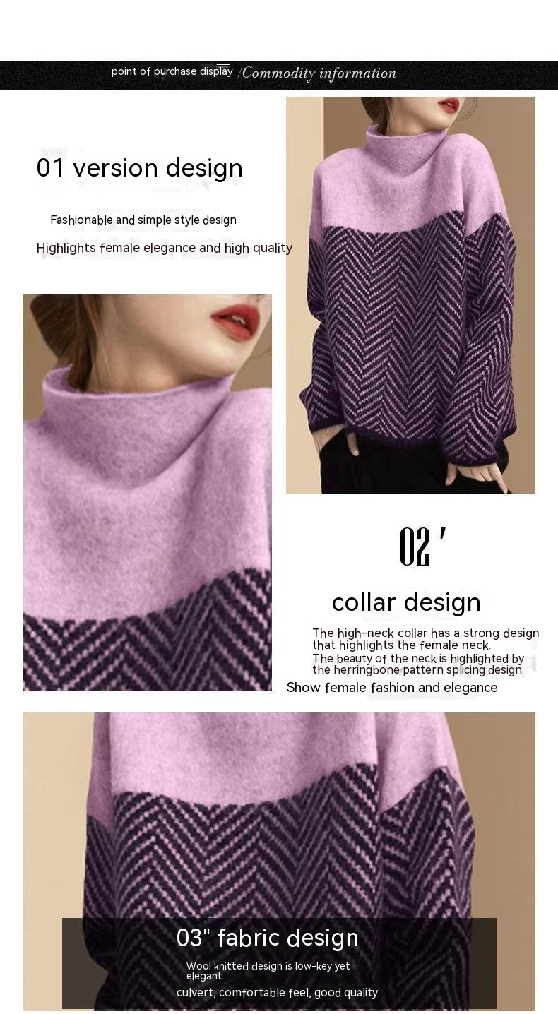 Colorblock Turtleneck Sweater