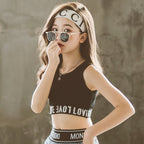 Girls' High-Waisted Knitted Crop Top for Dance
