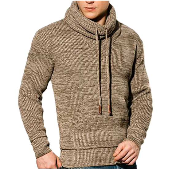Men's Knit Long Sleeve Drawstring Sweater for Fall/Winter