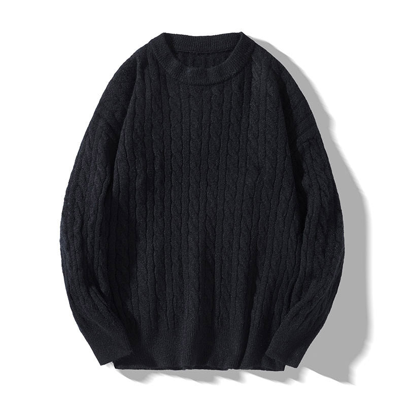 Vintage Twist Round Neck Thick Sweater
