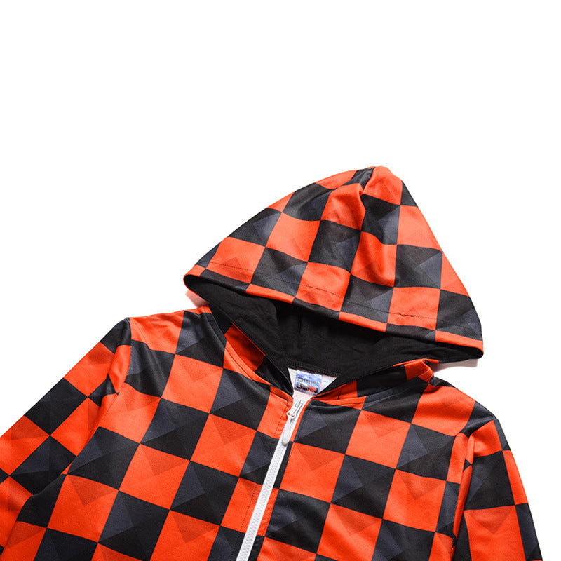 Long Sleeve Bodysuit with Black and Red Check Print