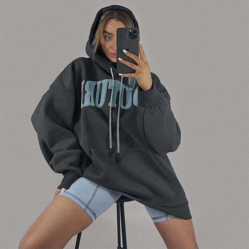 Patched Letter Print Long Sleeve Sweatshirt | Streetwear