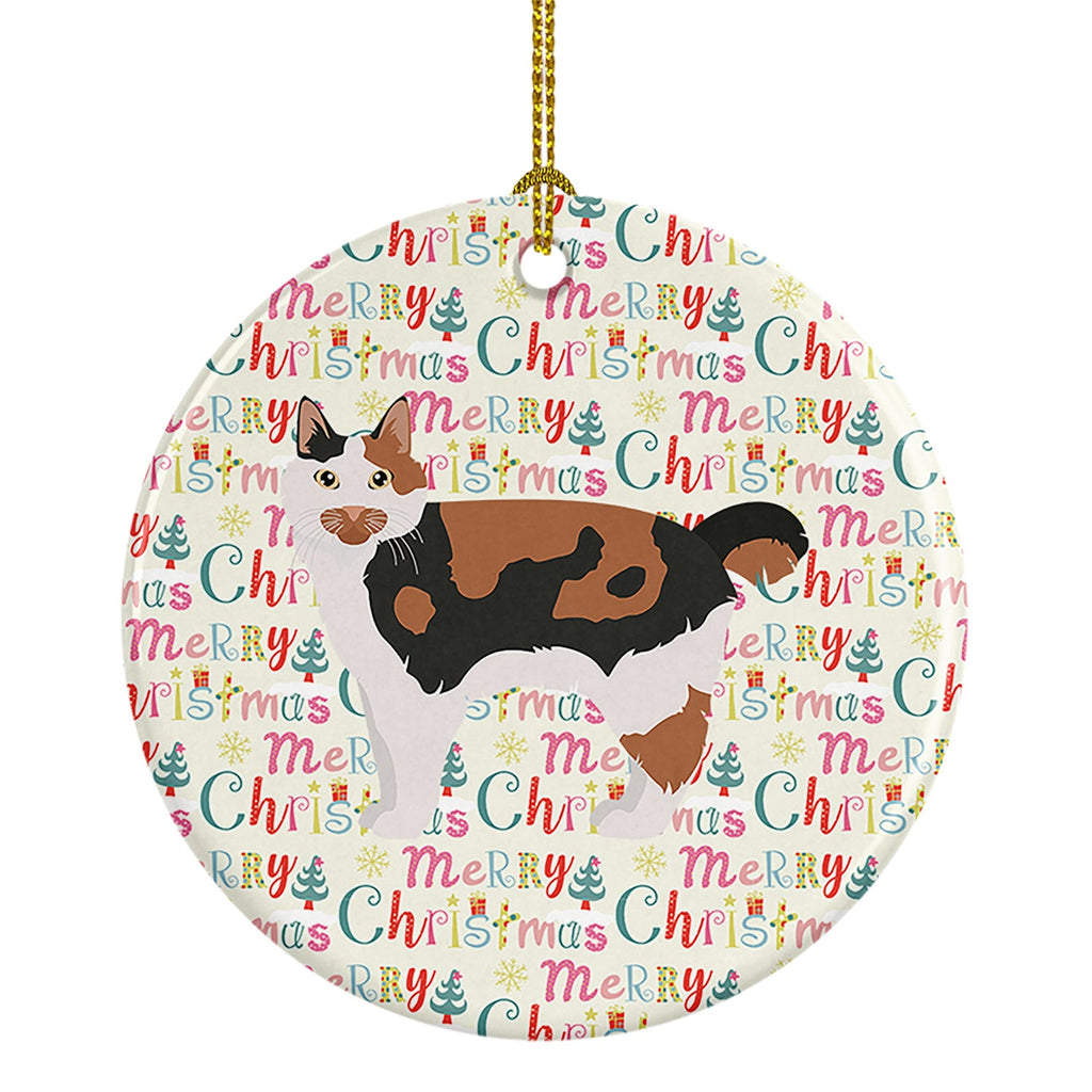 Cymric #2 Cat Christmas Ceramic Ornament