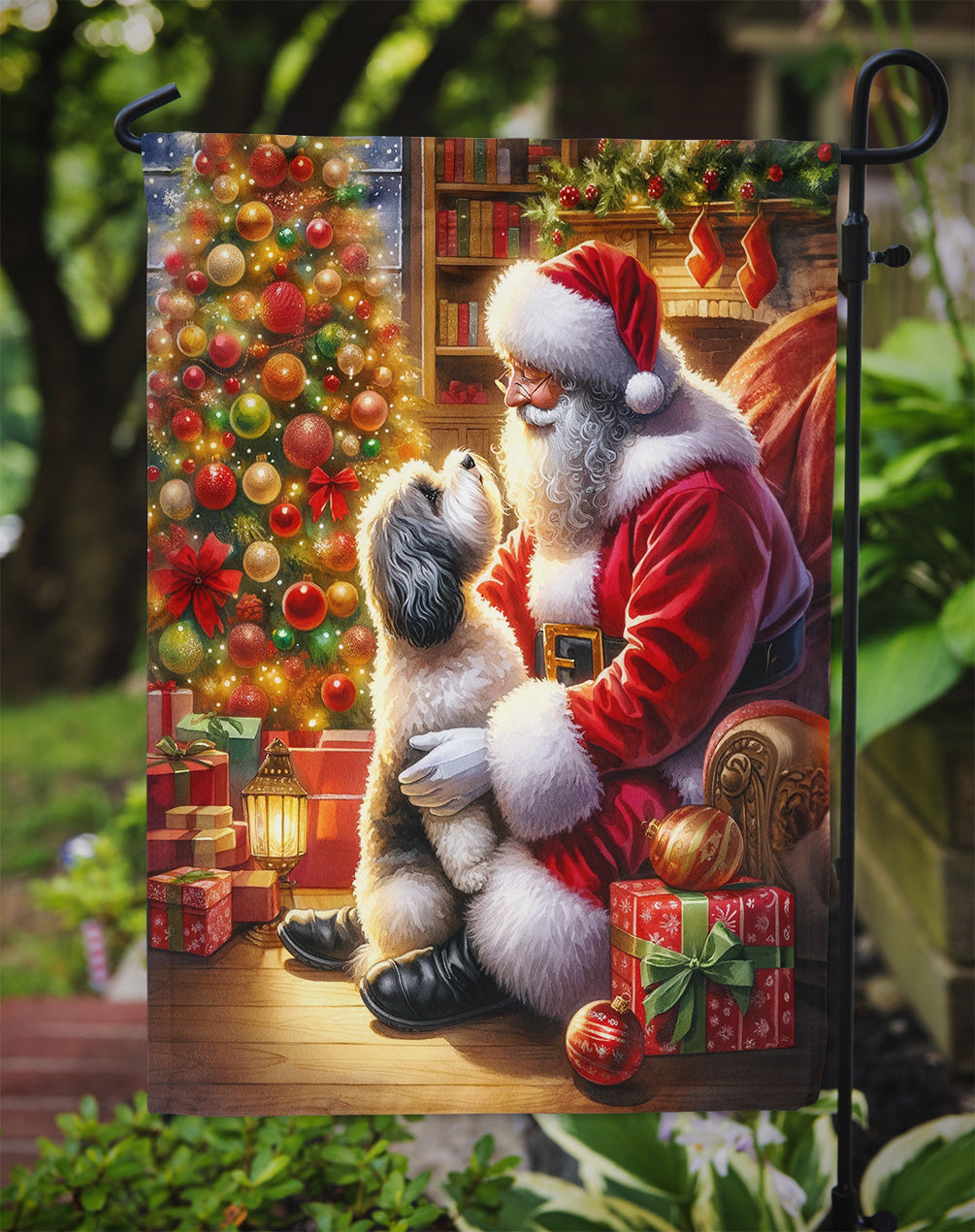 Havanese and Santa Claus Garden Flag