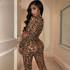 2019 Women's Leopard Print Bodysuit & Jumpsuit Outfit