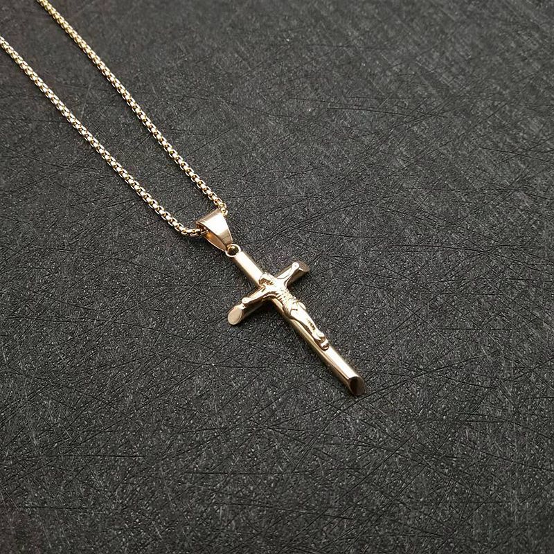 [Duplicate] Hip Hop Titanium Steel Crucifix Pendant Necklace