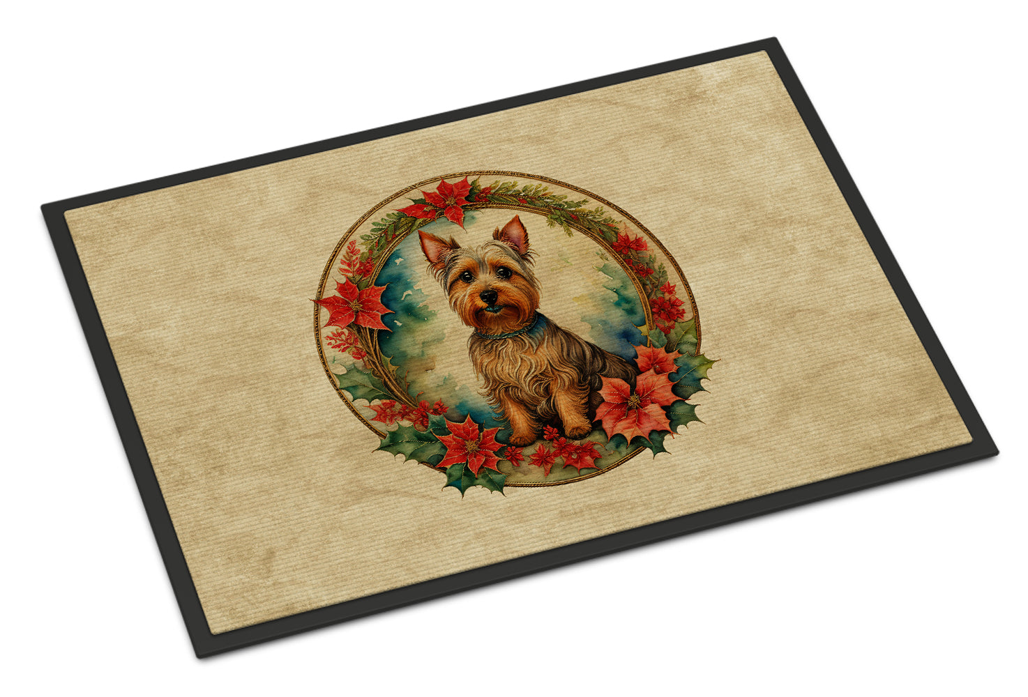Australian Terrier Christmas Flowers Doormat