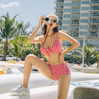 Women's High-Waisted Checkered Bikini Set