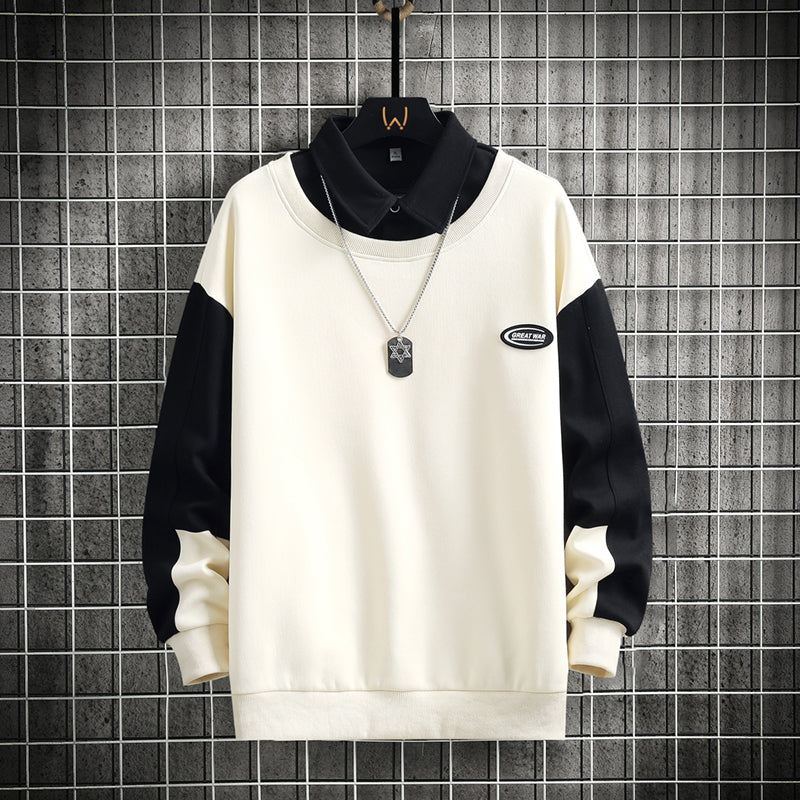 Men's Hooded Pullover with Collar - Casual Spring/Summer | Streetwear
