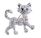 Cat Brooch, Floral Pin, Accessories