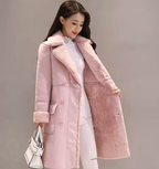 Mid-length deerskin velvet coat