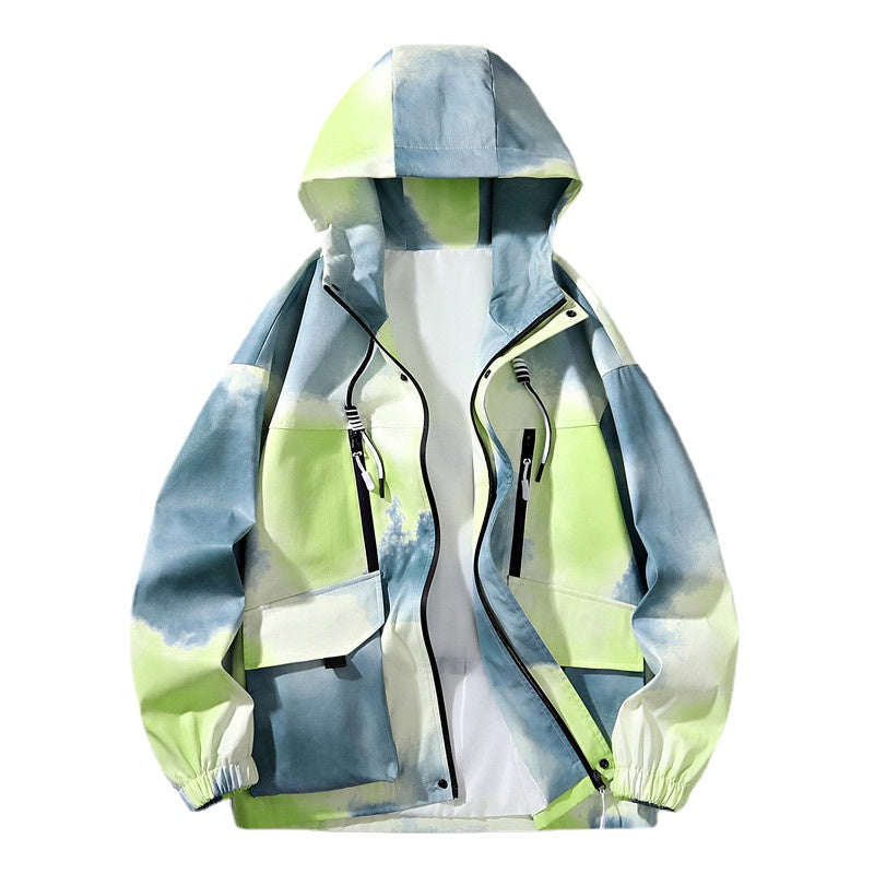 Men's Tie Dye Hoodie Jacket, Hip Hop Style for Spring | Streetwear