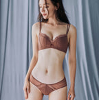 Comfortable Wireless Bra Set with Lace Trim (AB Cup)