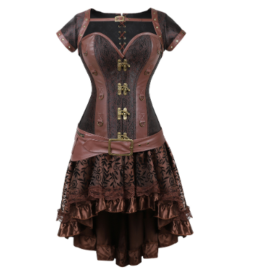 Brown Corset Two-Piece Set - Factory Direct Supply