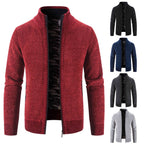 Men's Fleece Lined Knitwear Jacket for Autumn Winter