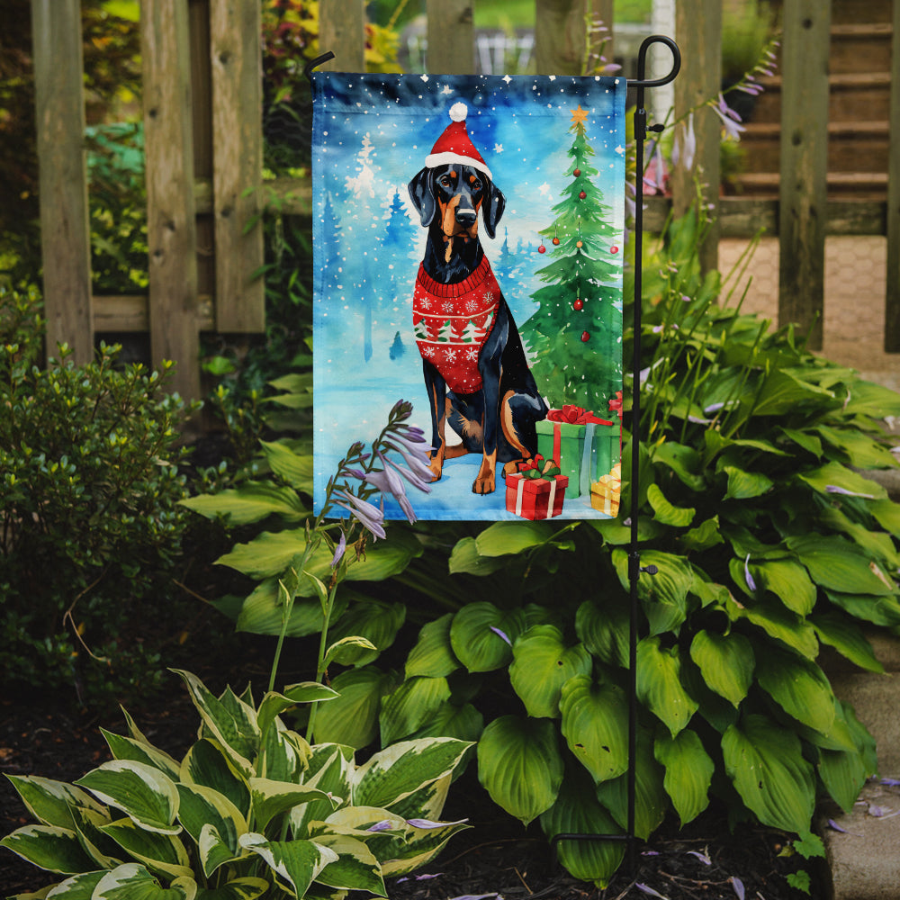 Black and Tan Coonhound Christmas Garden Flag