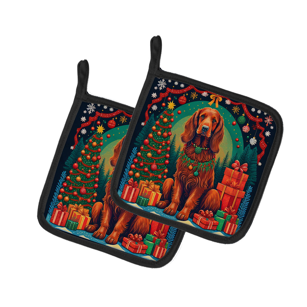 Irish Setter Christmas Pair of Pot Holders