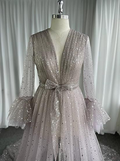 "Long Wedding Robe for Brides with Sheer Lingerie"