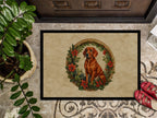 Red Redbone Coonhound Christmas Flowers Doormat