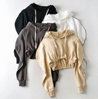 Apricot Hooded Pullover with Long Pile Sleeves | Streetwear