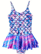 Girls Mermaid Scale One-Piece Swimsuit