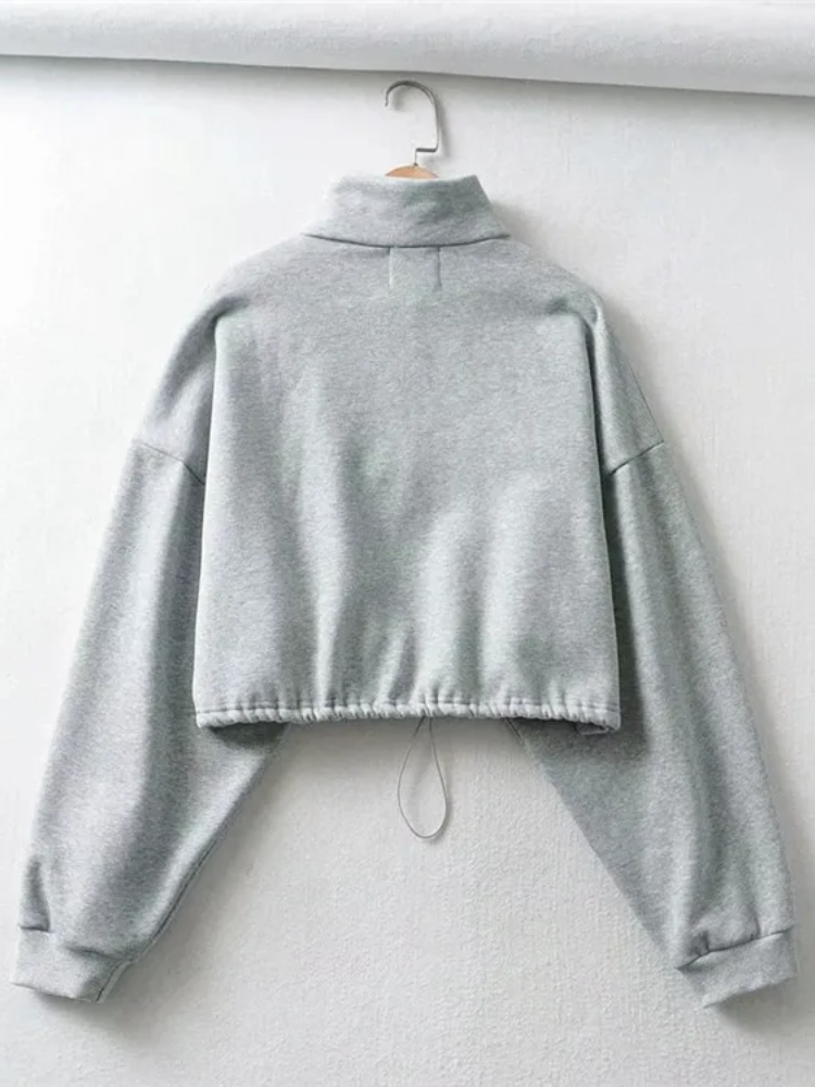 Women's Casual Autumn Winter Short Hoodie with Zipper | Streetwear