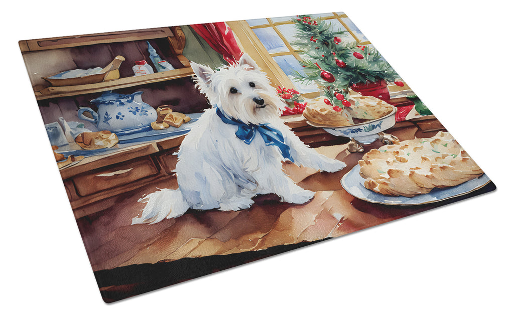Westie Christmas Cookies Glass Cutting Board