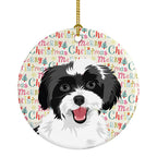 Shih-Tzu Black and White #3 Christmas Ceramic Ornament